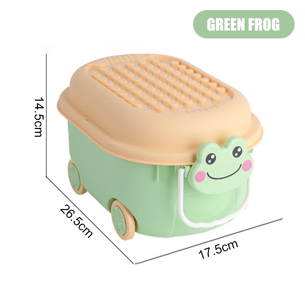 Multifunctional Stackable Toy Storage Box Wheel Container Organizer Cartoon Household Snacks Sundries Holder Clothes Storage Box with Lid