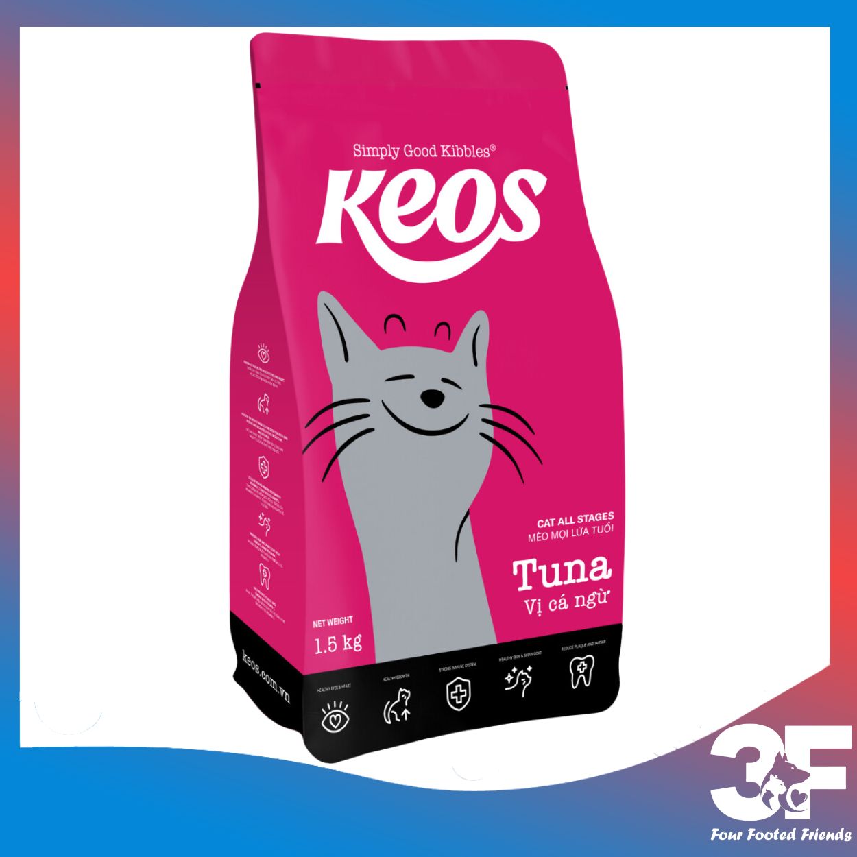 Thức Ăn Hạt Cho Mèo Mọi Lứa Tuổi Keos Túi 1.5kg