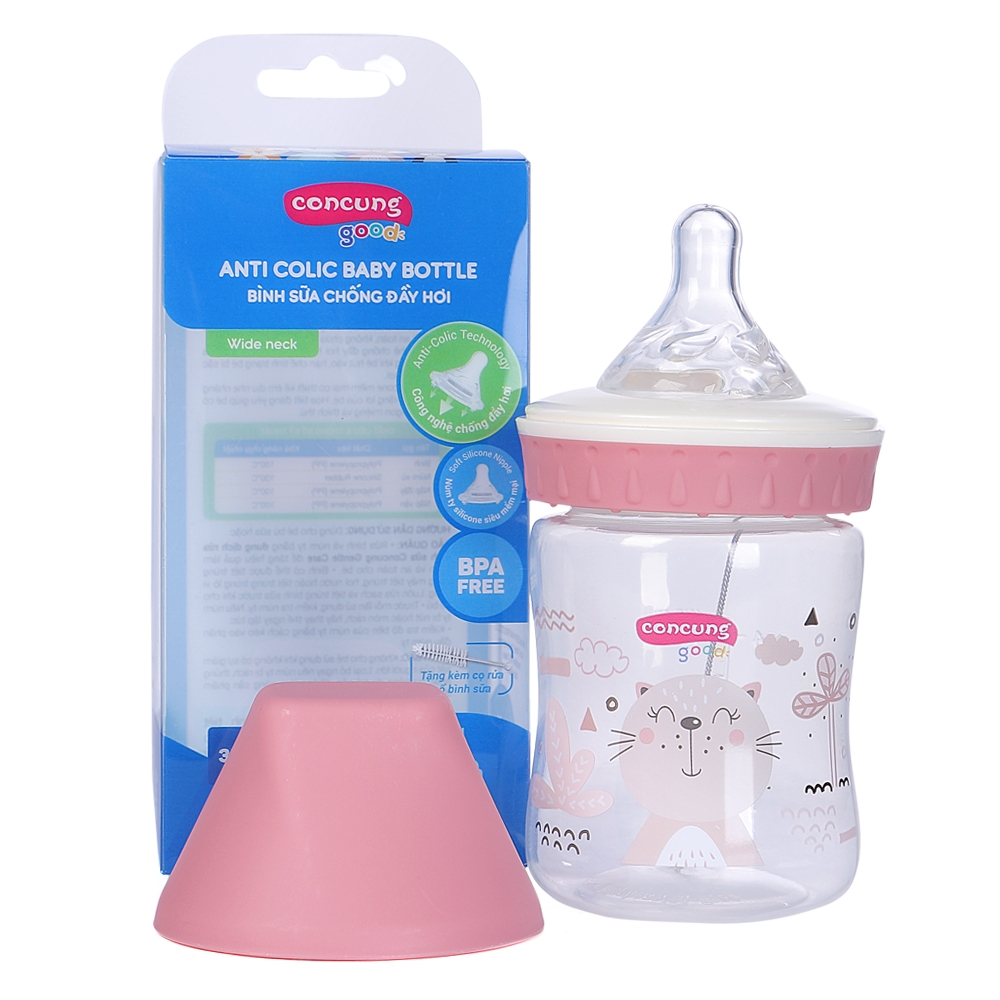 Bình sữa ConCung Good cổ rộng 120ml (Hồng)