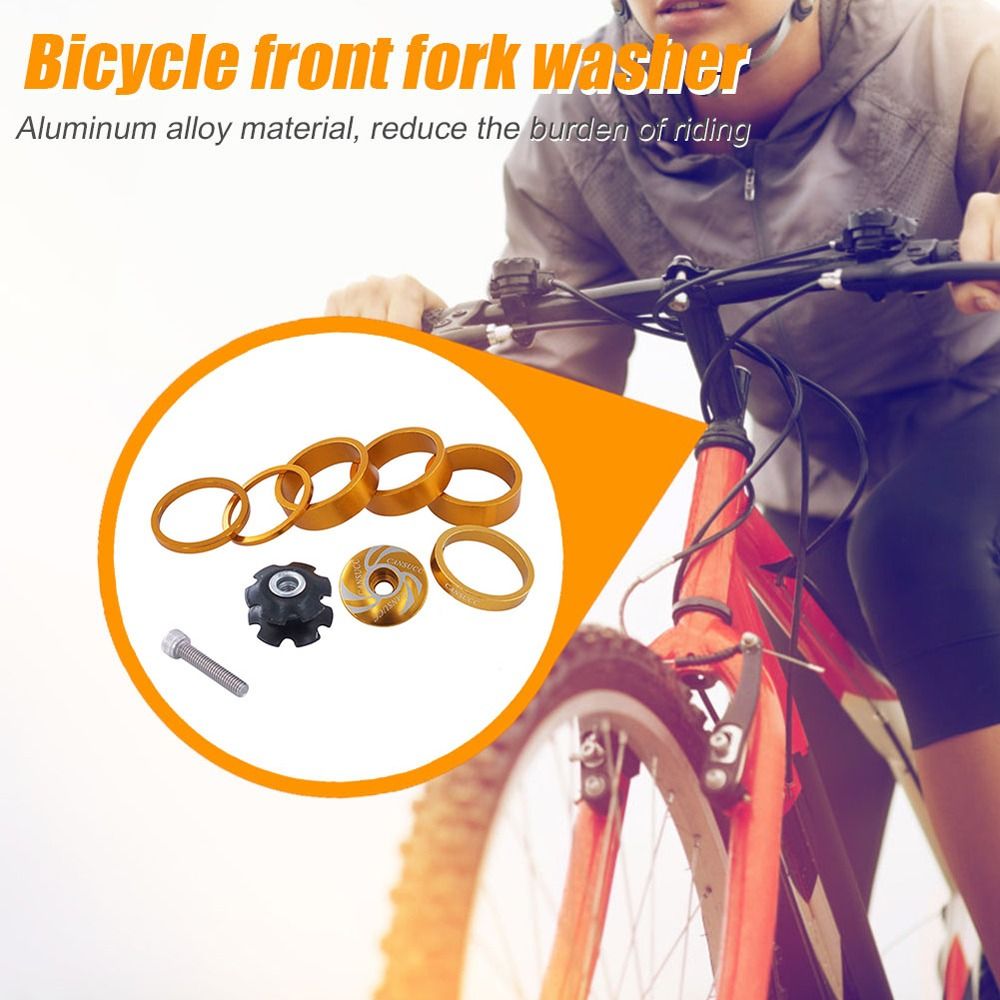 QSV8E Aluminum Alloy Cycling Front Fork Washer Stem Spacers Headset Riser Handlebar Spacers Stem Ring Gasket Set Bicycle Front Fork Washer Headset Spacer Bike Headset Washer