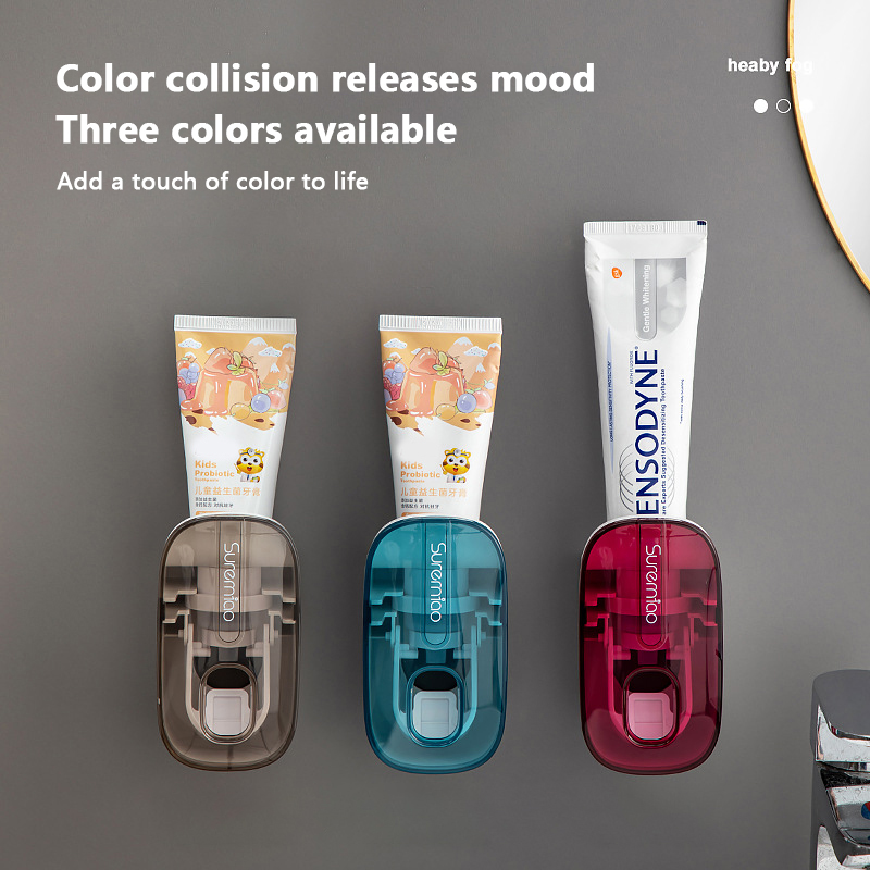 [FU💖] 1Pcs Automatic Toothpaste Dispenser Bathroom Accessories Wall Mount No Punching Lazy Toothpaste Squeezer Toothbrush Holder