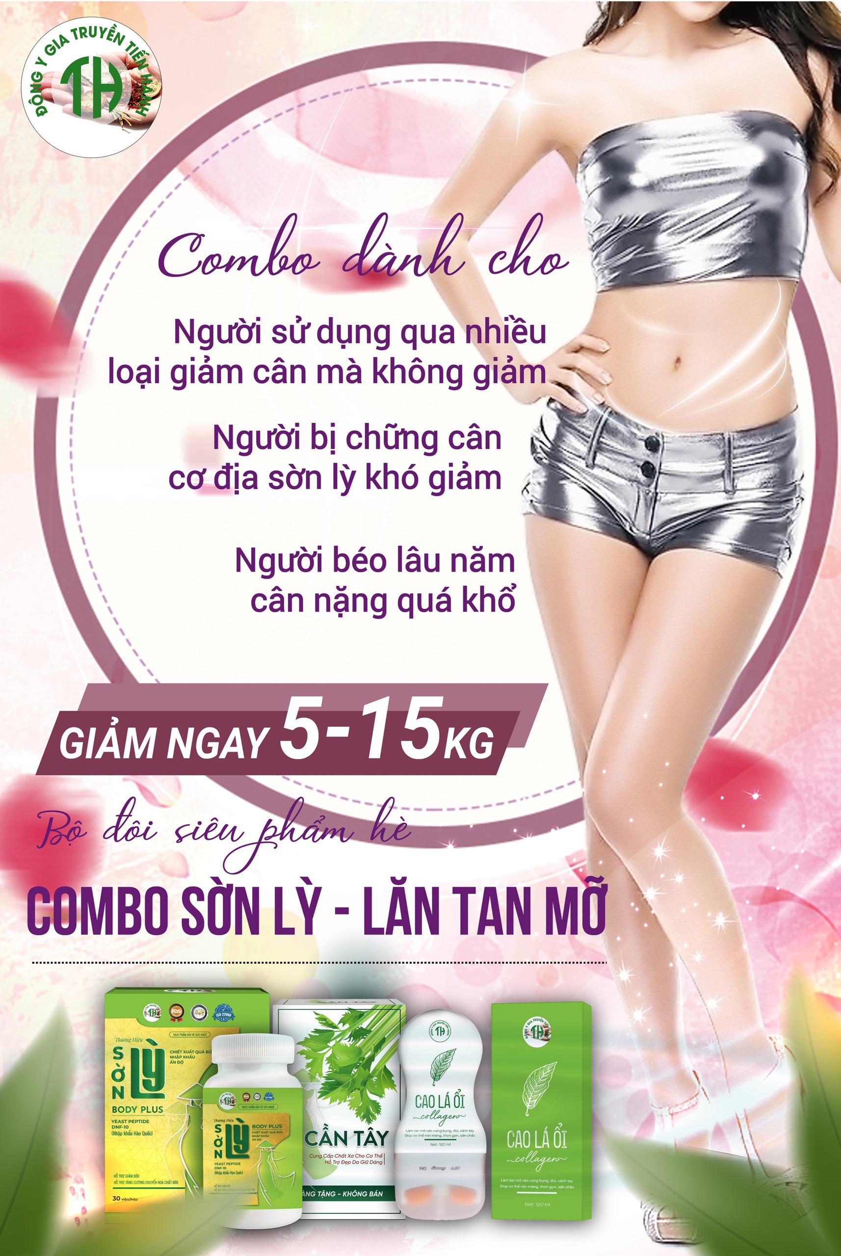COMBO Giảm Cân Sờn Lỳ Plus và Lăn Tan Mỡ Cao Lá Ổi