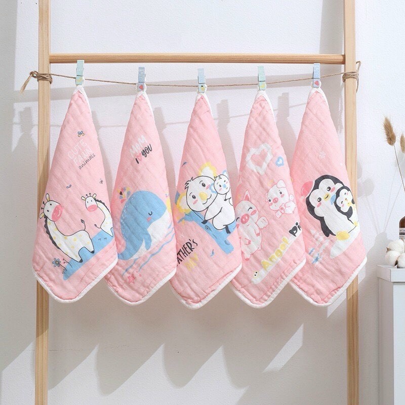 Set 5 khăn mặt xô nhăn 6 lớp ( Mẫu mới)