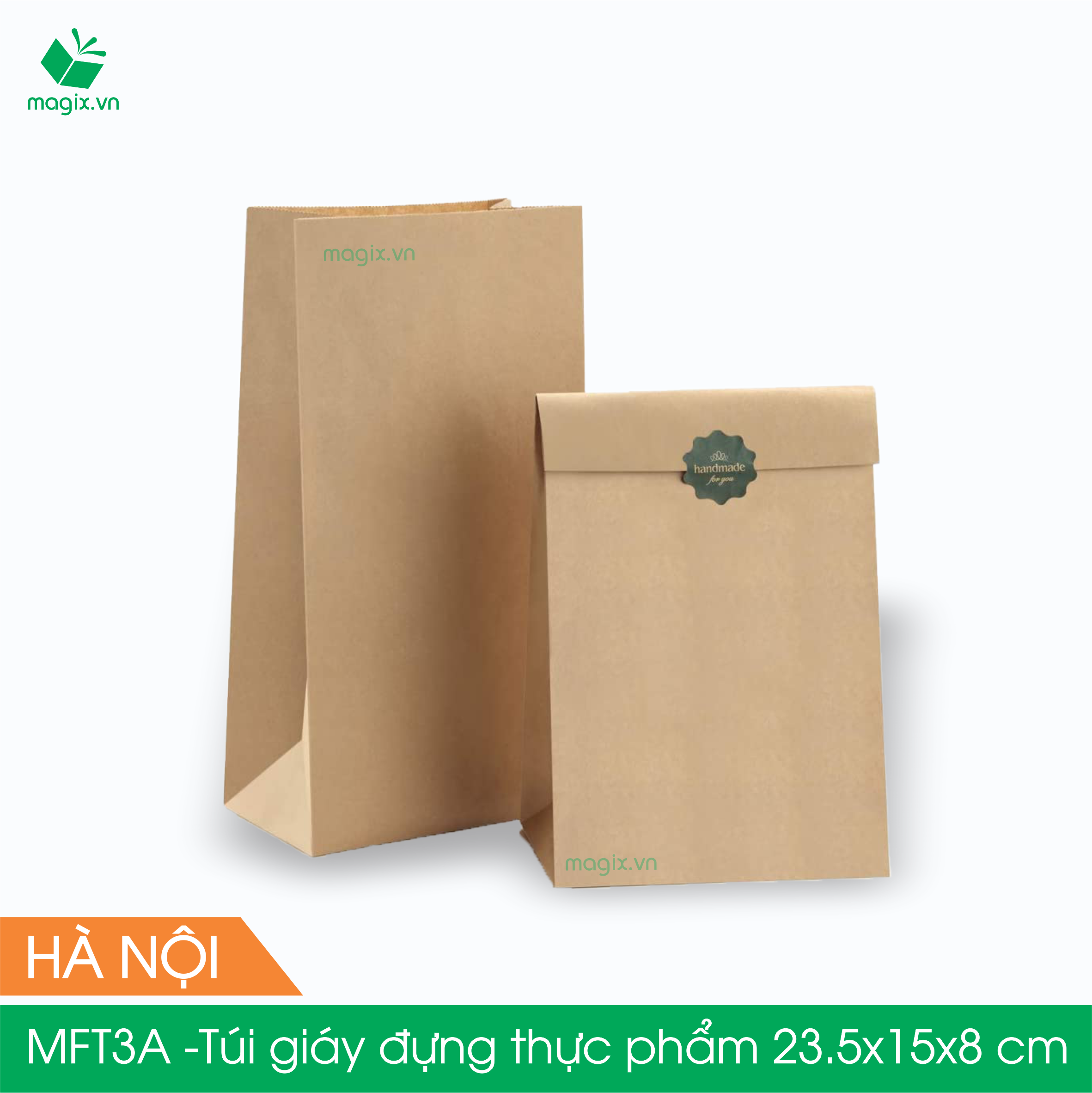 Mft3a - 23.5x15x8cm - 500 túi túi đựng thực phẩm nâu magix
