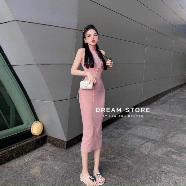 Đầm thun gân co giãn cực đẹp.