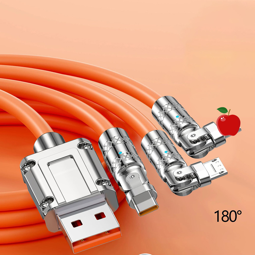 sanhe 120W 3 In 1 Fast Charging Cable for Game Charger Data Cable Liquid Silicone USB Line
