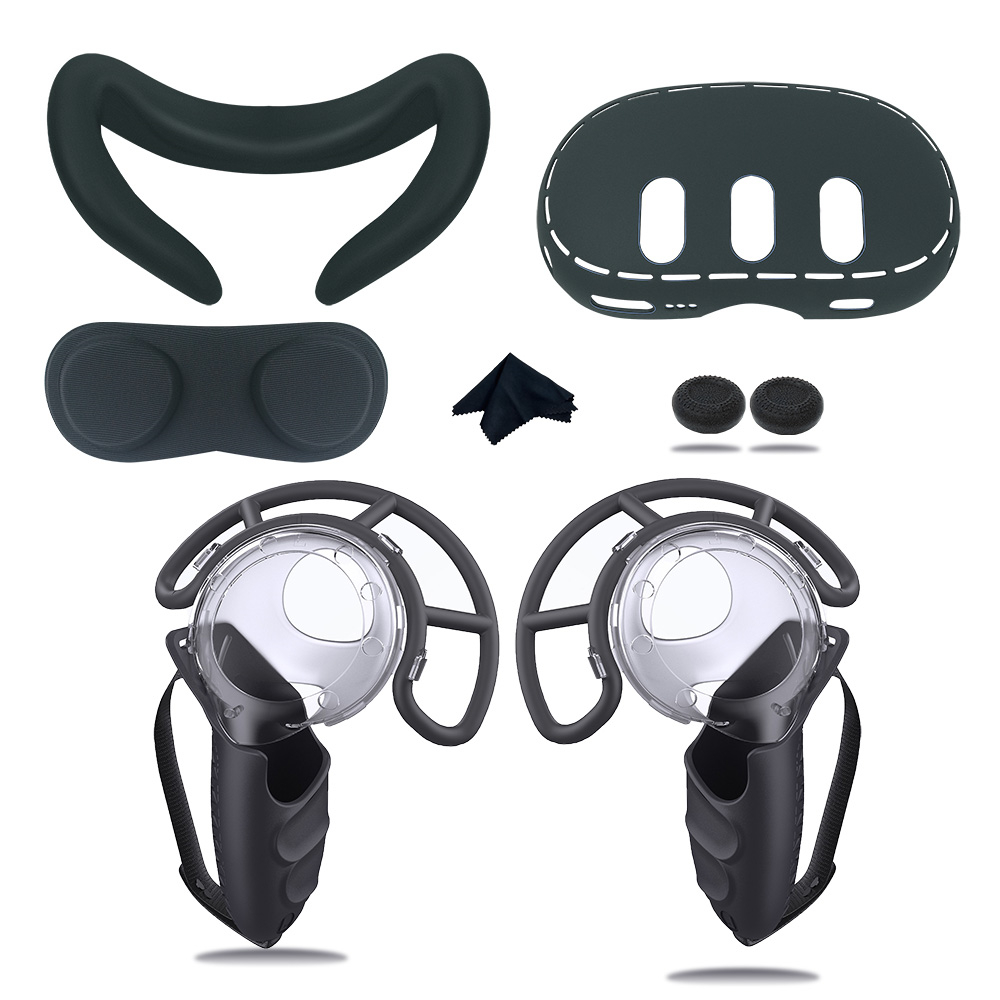 6in1 Complete VR Accessory For Meta Quest3 Headset Controller Grip Silicone Cover,Face Mask, Lens Protector,rocker cap
