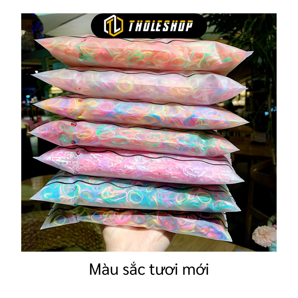 Thun cột tóc - Túi 1000 chun cột tóc nhiều màu bền, co giãn - Túi zip buộc tóc