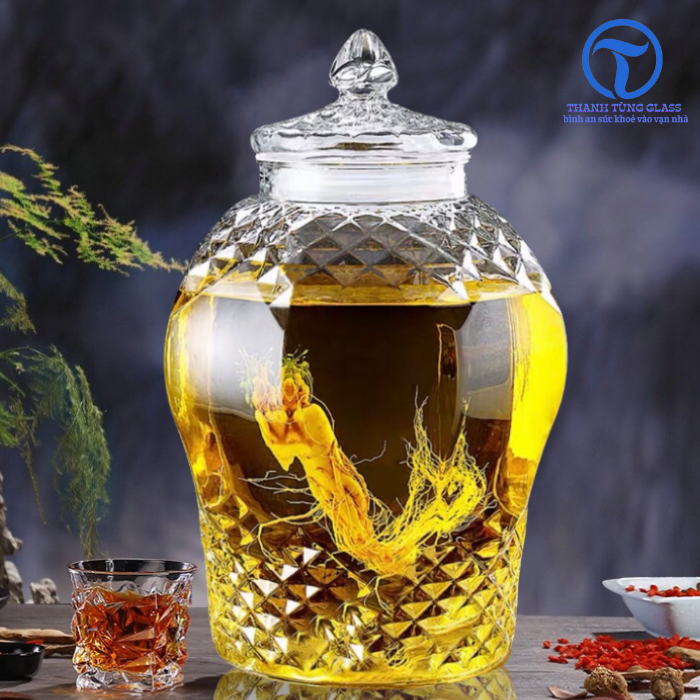 Bình ngâm sâm thủy tinh 8833 6 lít (không van)