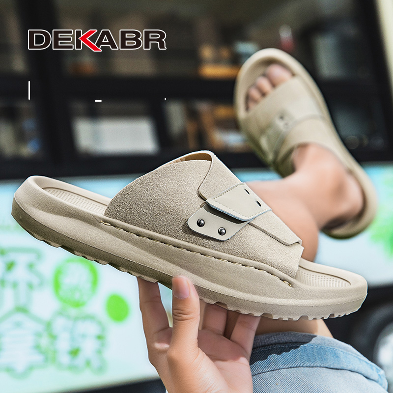 DEKABR Summer Men's Sandals Handmade Breathable Design Casual Beach Shoes Lightweight Soft Bottom Outdoor Sandals. 