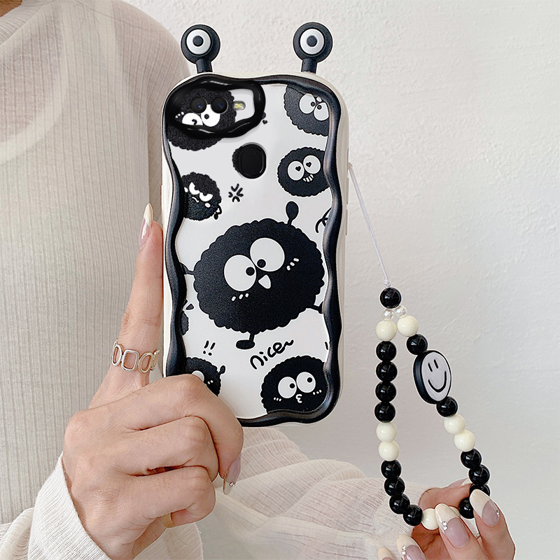 Tpu soft case for oppo a7 a5s a12 case oppo a5s a7 a12 fashion cute cartoon bear phone cover with bracelet lanyard