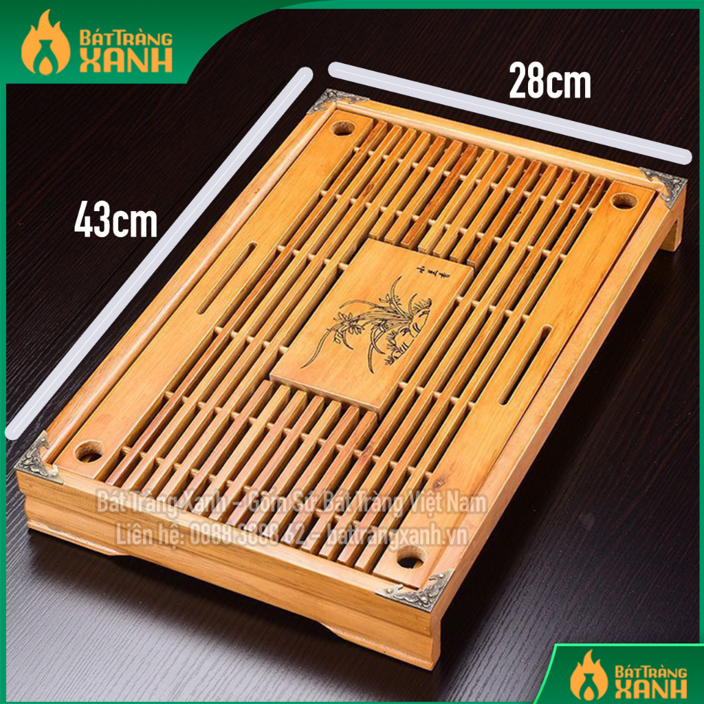 Khay gỗ để bộ ấm trà - khay gỗ sồi đỏ nhập khẩu - khay gỗ căm xe nhập khẩu
