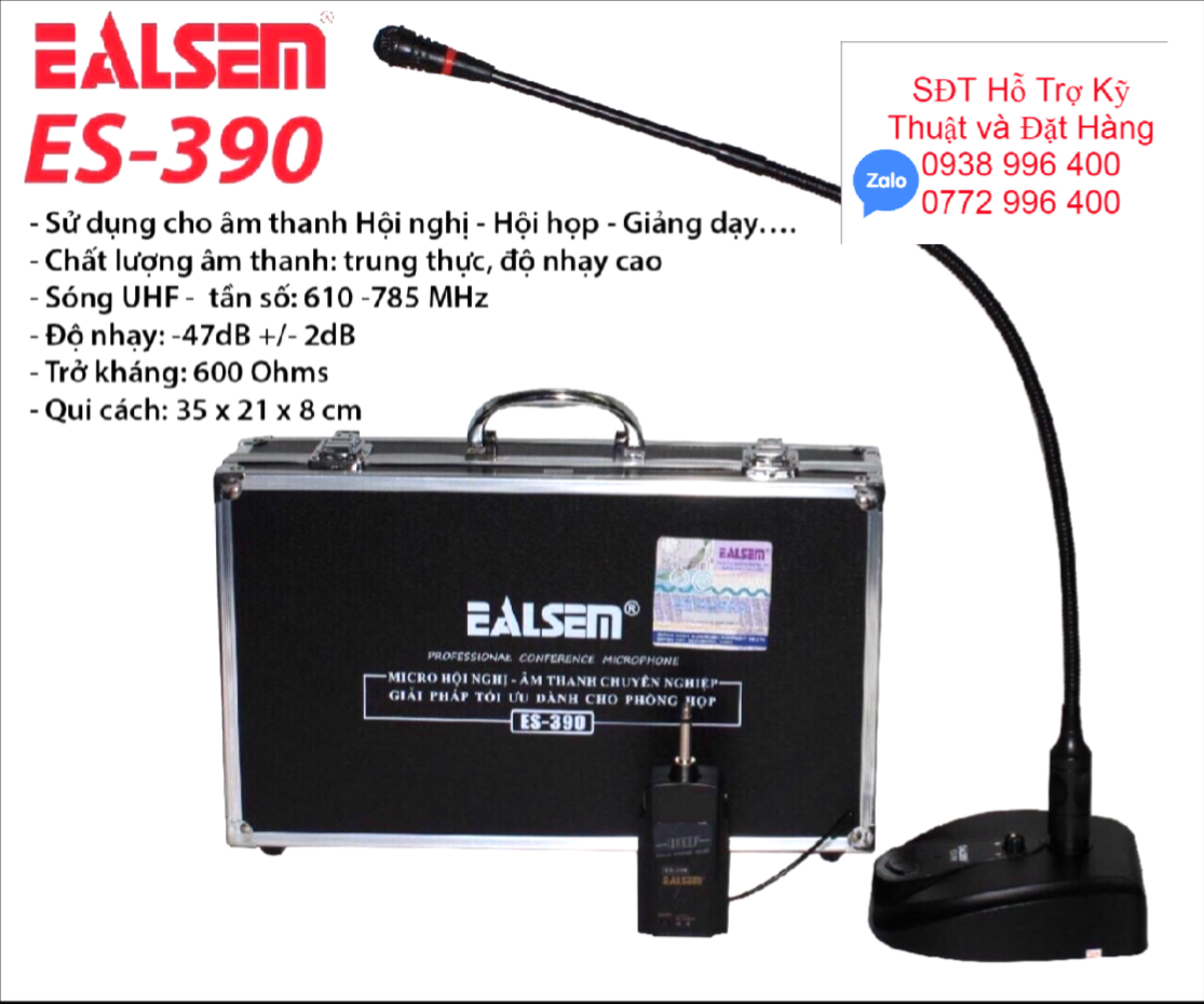 Micro hội nghị không dây Ealsem ES 390 thế hệ mới - mic cổ ngỗng - micro cổ cò