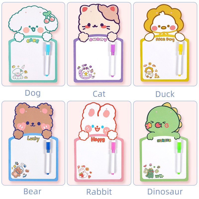 Cute Cartoon Erasable Writing Board Student Double-sided Planner Board with Marker Pen Set