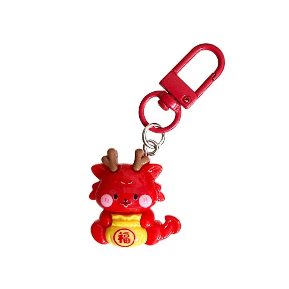 QMCSOI Nhựa Móc khóa rồng hoàng đạo Sư tử nhảy múa Sáng Tạo dây chuyền múa sư tử Thời trang Dài Móc khóa kiểu Trung Quốc Tết âm lịch