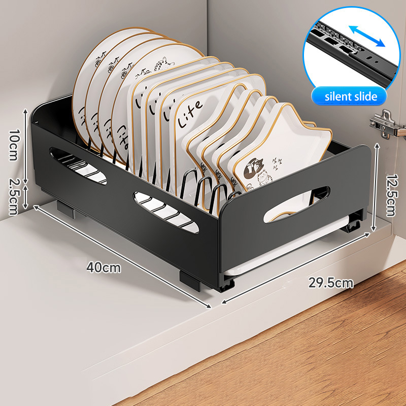 Drawer kitchen dish rack Kitchen cabinet built-in pull-out tray tray storage rack Household drawer cutlery cup rack