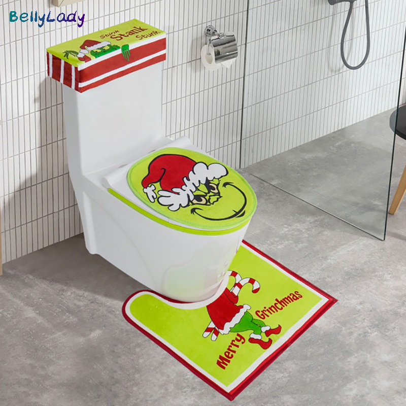 Tianyou Fashion 4Pcs Christmas Bathroom Sets Toilet Lid Cover Toilet Seat