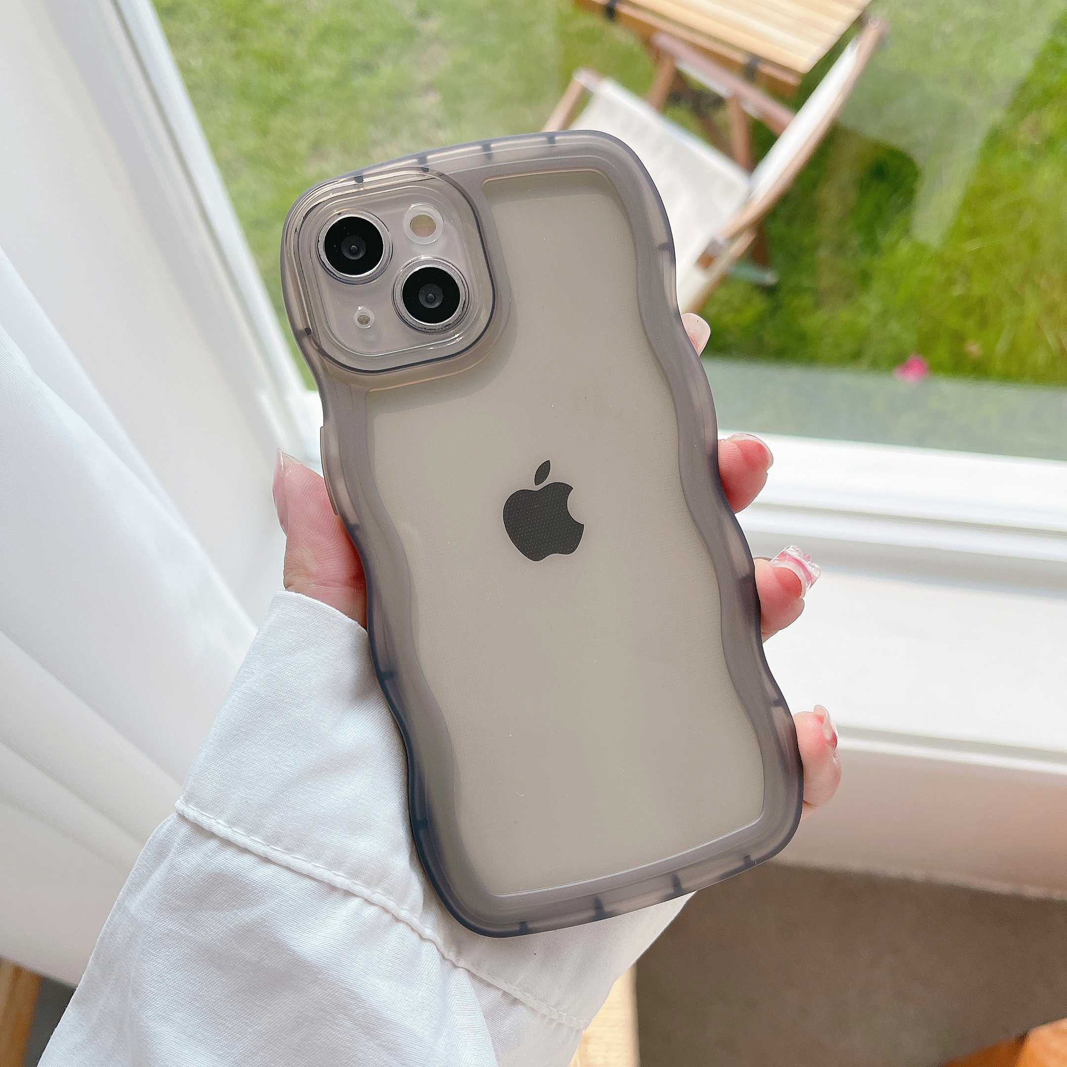 Zeallion Cute Wavy Edge Transparent Silicone Phone Case For iPhone 11 12 13 Mini 14 15 Pro Max XR X Xs 7 8 6 6s Plus SE 2020]Soft Protective Back Cover Shell