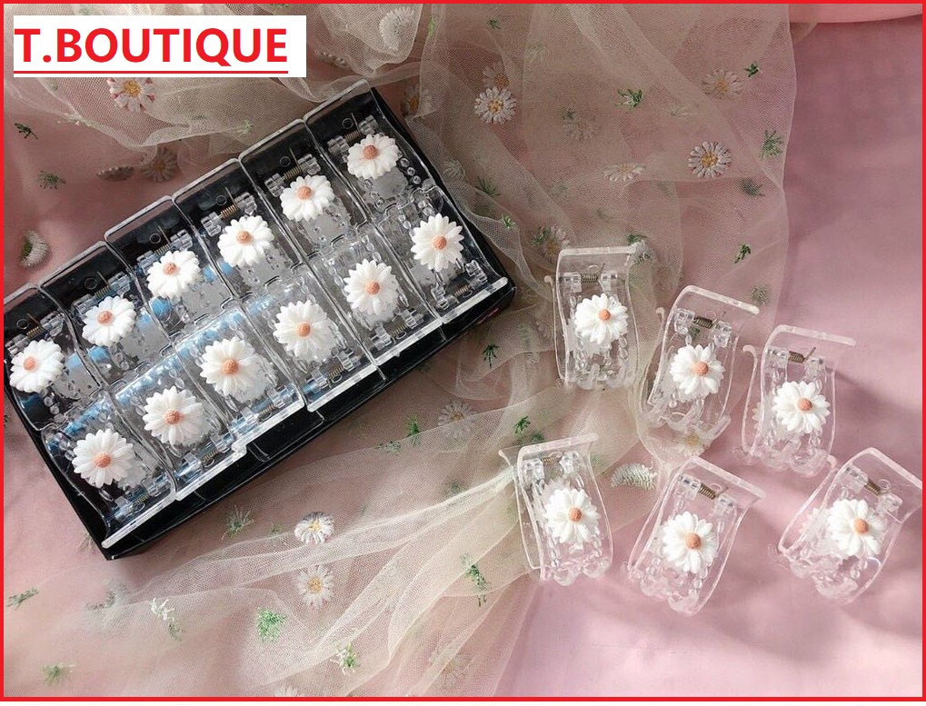 Kẹp Tóc Càng Cua Trong Suốt Xinh Đẹp Hoa Cúc Hot Trend Phong Cách Hàn Quốc - KC.11