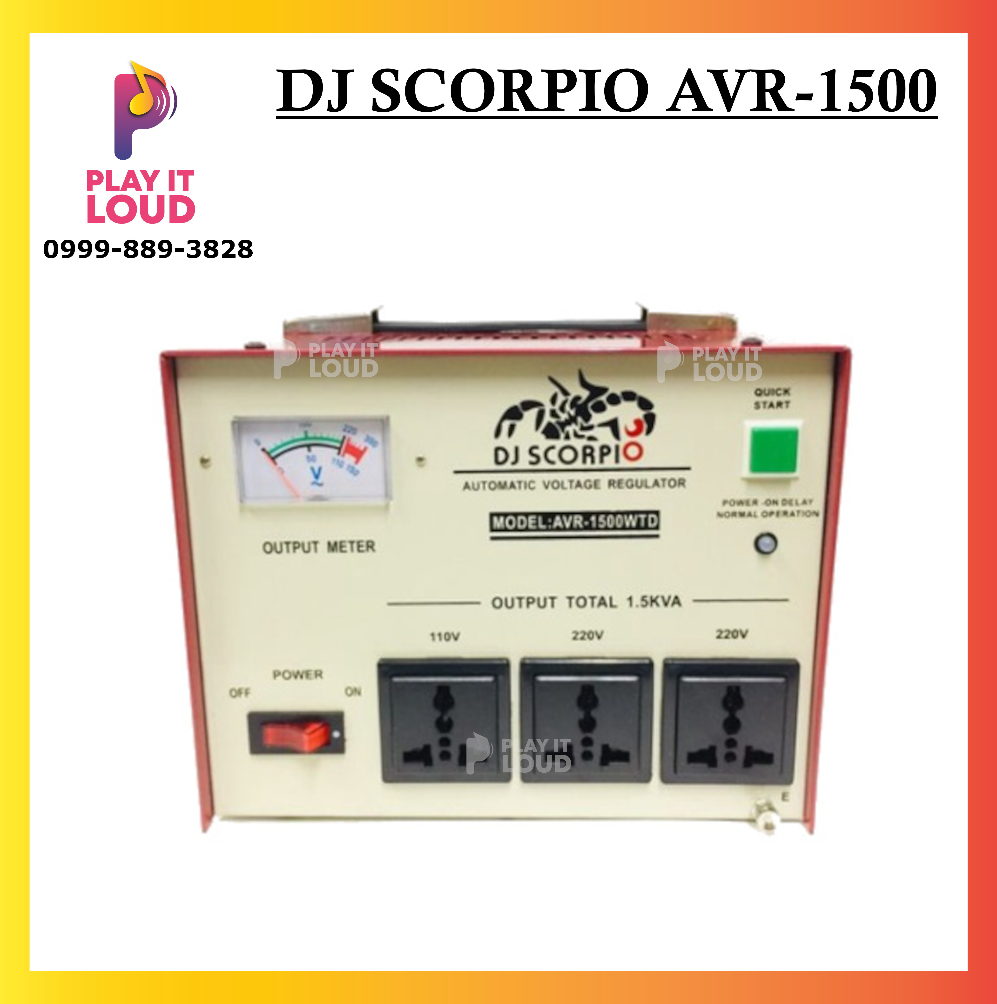 DJ SCORPIO AVR1500 AUTOMATIC VOLTAGE REGULATOR with POWER ON DELAY