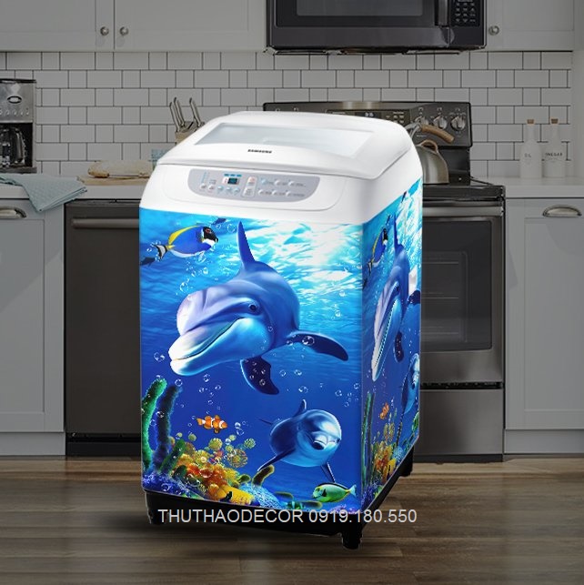 [HCM]Giấy Decal Dán Tủ Lạnh CÁ HEO ĐẠI DƯƠNG - THUTHAODECOR