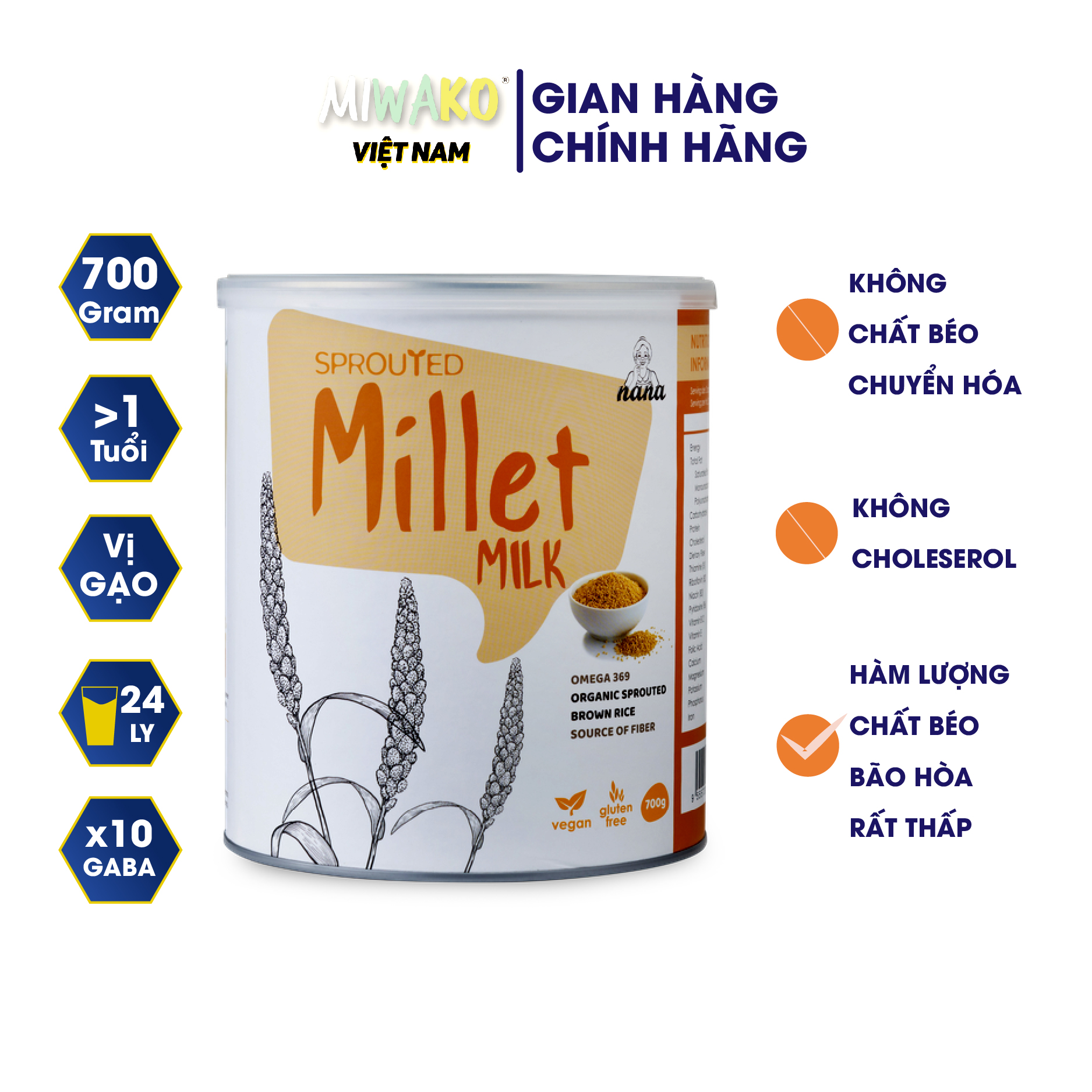 Sữa hạt hữu cơ 700g millet 100% organic nhập khẩu chính hãng từ malaysia cho cả gia đình - miwako official store 7