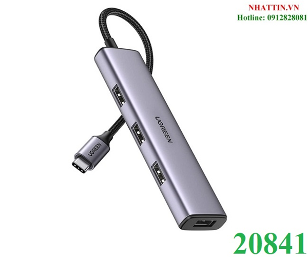 Bộ chia usb type-c ra 4 cổng usb 3.0 vỏ nhôm ugreen 20841 cao cấp