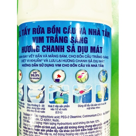 Gel tẩy rửa VIM trắng sáng 880ml (Chai)