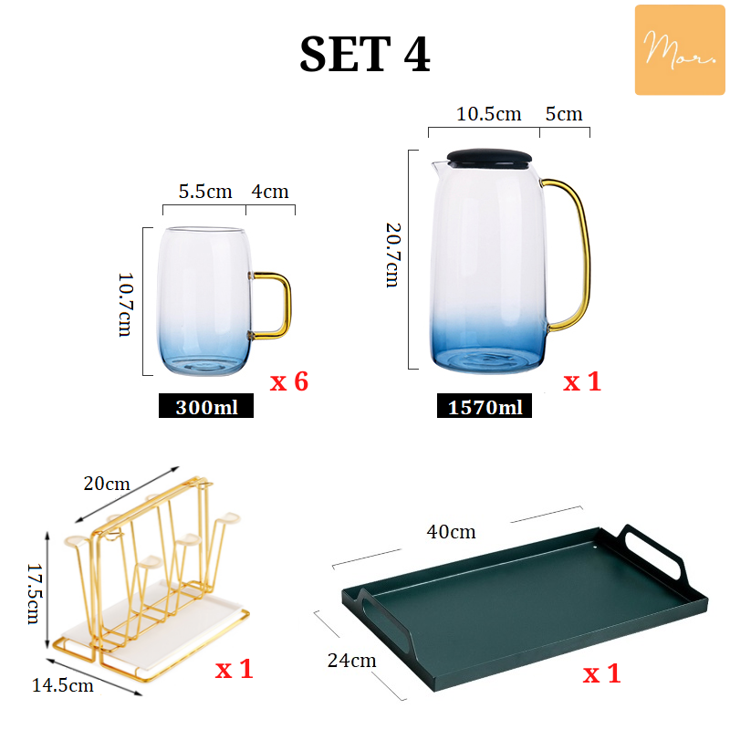 Bộ bình nước thủy tinh chịu nhiệt - 1.6L