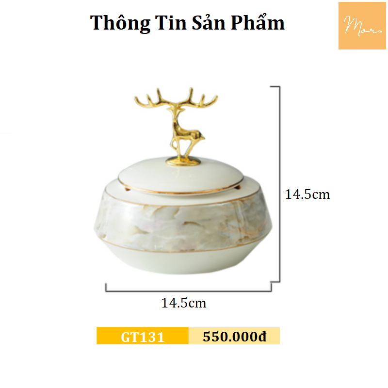 Gạt tàn sứ vân đá cẩm thạch cao cấp - GT131