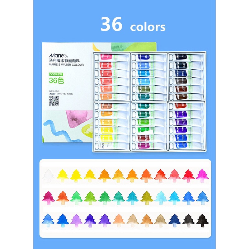 Màu nước Maries dạng tuýp 12ml (set 12/18/24/36 màu) Water color
