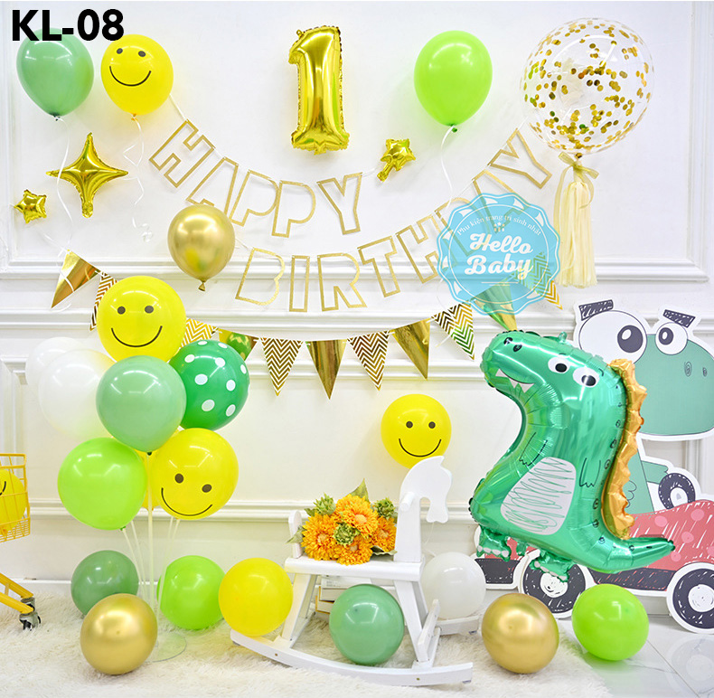 Set bóng trang trí chủ đề khủng long - KL (Bơm Bóng + Băng Keo Chuyên Dụng)