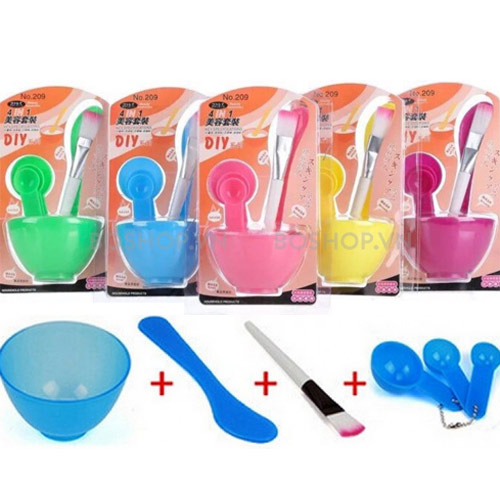 Bộ dụng cụ chén cọ muỗng trộn mặt nạ đắp mặt 4in1 tại nhà tiện lợi