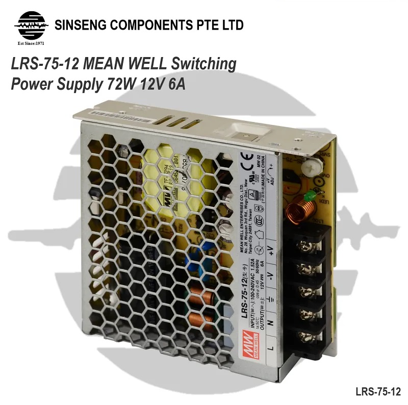 MW Mean Well ELP-75-12 12V 6.25A 75W Single Output Switching with PFC Funtion Power Supply NDR-75-12 - 75.6W 12V MEAN WELL Power Supply