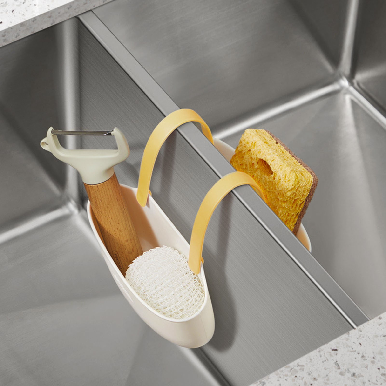 Non-deformable Sink Strainer Drain Basket for Kitchen Sink Kitchen Sponge Drain Holder Durable Sink Drain Bag with Easy Installation Hollow Design for Home