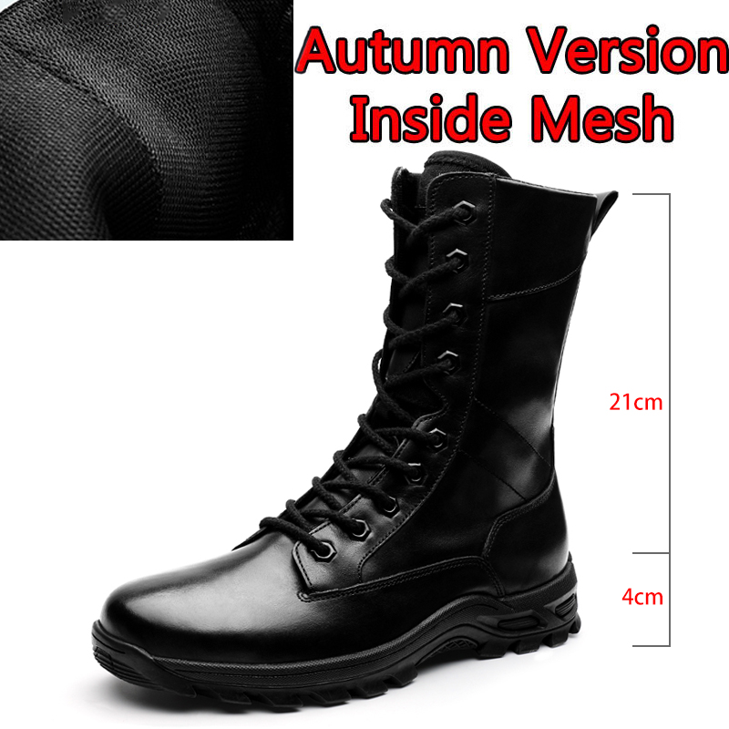 SURGUT High Top Style Snow Boots Men Warm Men Lace Up Tactical Boots Brand Fashion Winter Ankle Boots Leather Outdoor Footwear