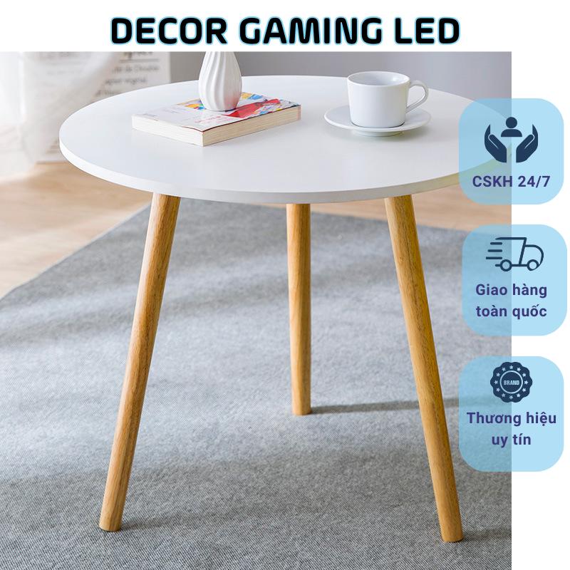Bàn trà tròn, bàn sofa tròn mặt gỗ kích thước 60cm