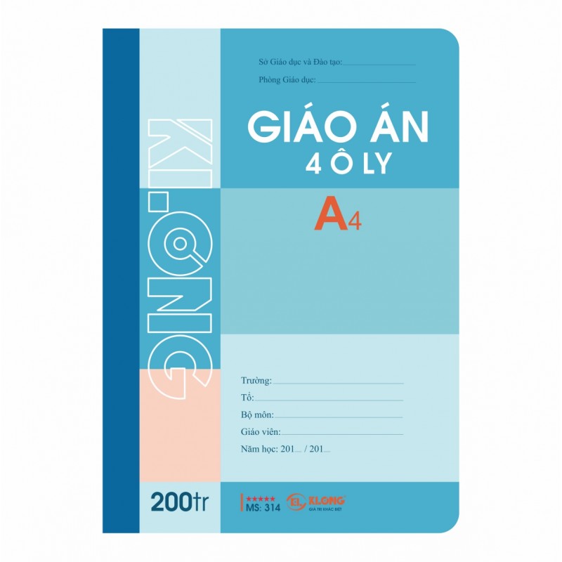 Vở giáo án ô ly, sổ KLong A4 200trang MS 314
