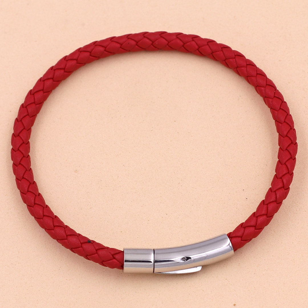 Vòng tay dây da đỏ 5 ly