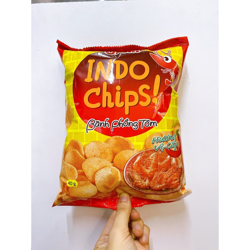 Bánh Snack Phồng Tôm Indo Chips cay Oishi 40g