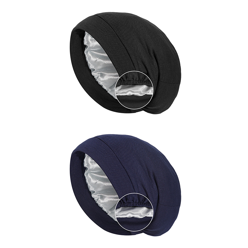 Satin Lined Bonnet Hat For Women Men Soft Adjustable Sleeping Hat Curly Hair Care Unisex Silk Night Hair Cap Muslim Turban HatNIUMAO. 