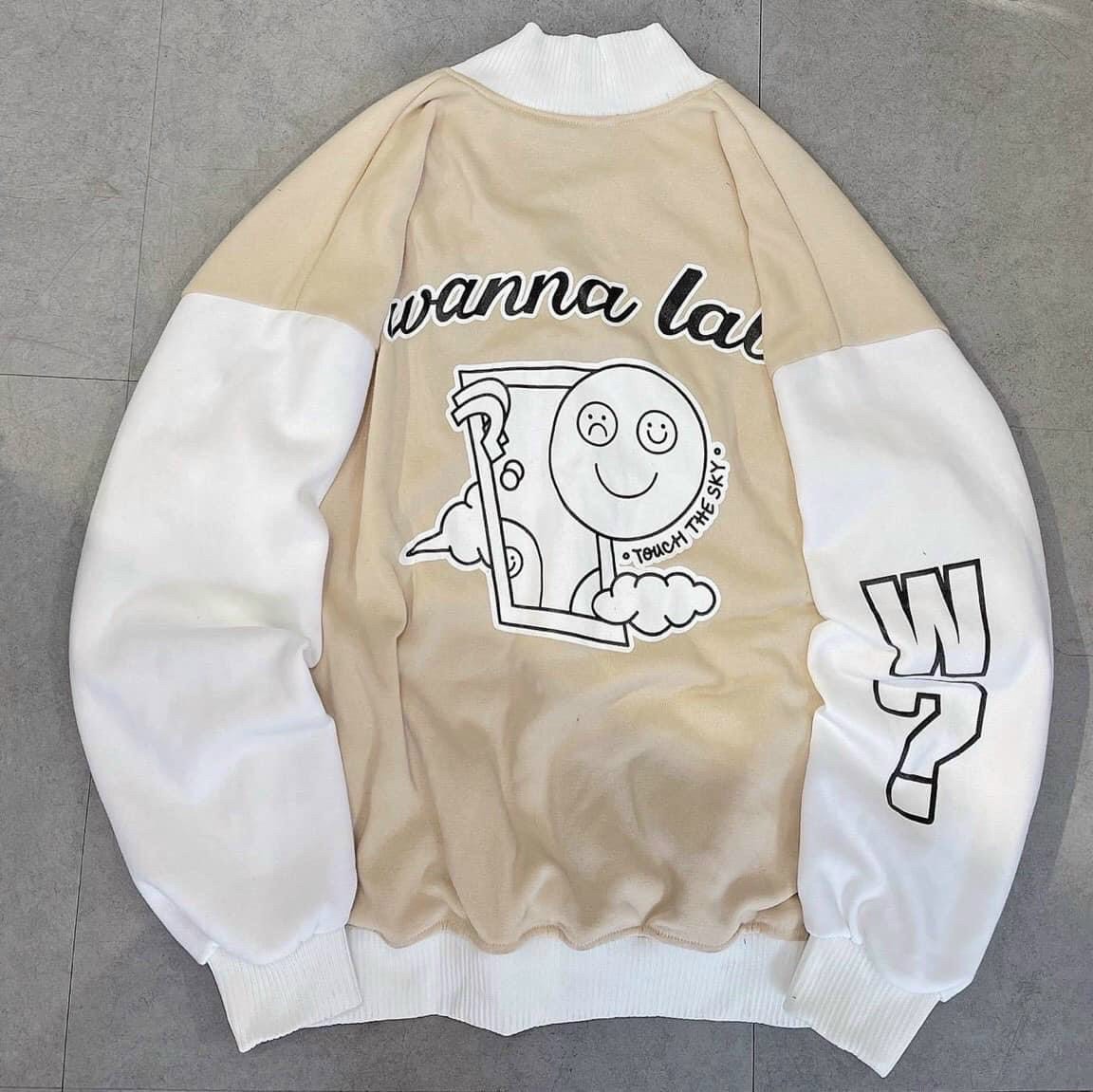 Áo Khoác Bomber Form Rộng Nỉ Ngoại In Logo Wanna LaB Thời Trang Nam Nữ