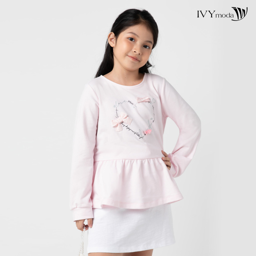 Áo thun trái tim bé gái IVY moda MS 58G1410