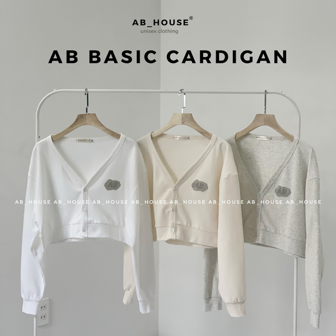 Áo cardigan croptop tay dài AB BASIC form rộng Ulzzang (Ảnh thật/ Có sẵn)