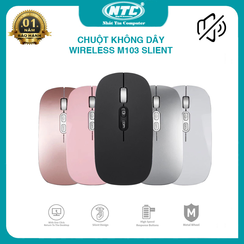 Chuột không dây Wireless M103 pin sạc siêu mỏng - phiên bản Silent không tiếng click (3 màu tùy chọn) Nhất Tín Computer thumbnail