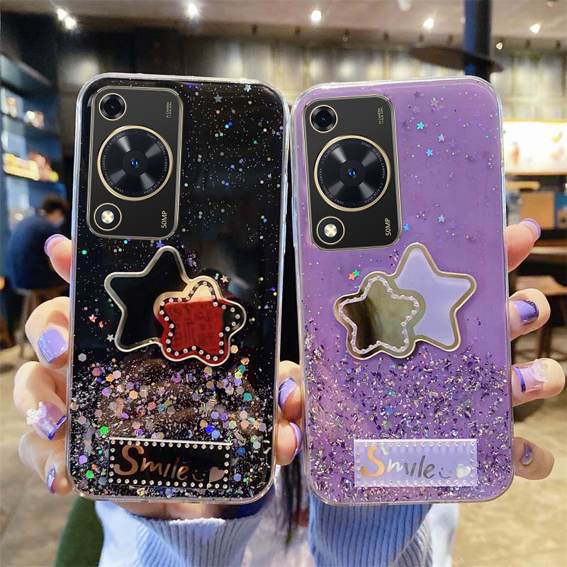 Phone Cases For Huawei Nova Y72 Back Case Shining Star Moon Soft Silicone Transparent Pentagram Mirror Fall Proof Girl For Huawei Nova Y72 Phone Casing. 
