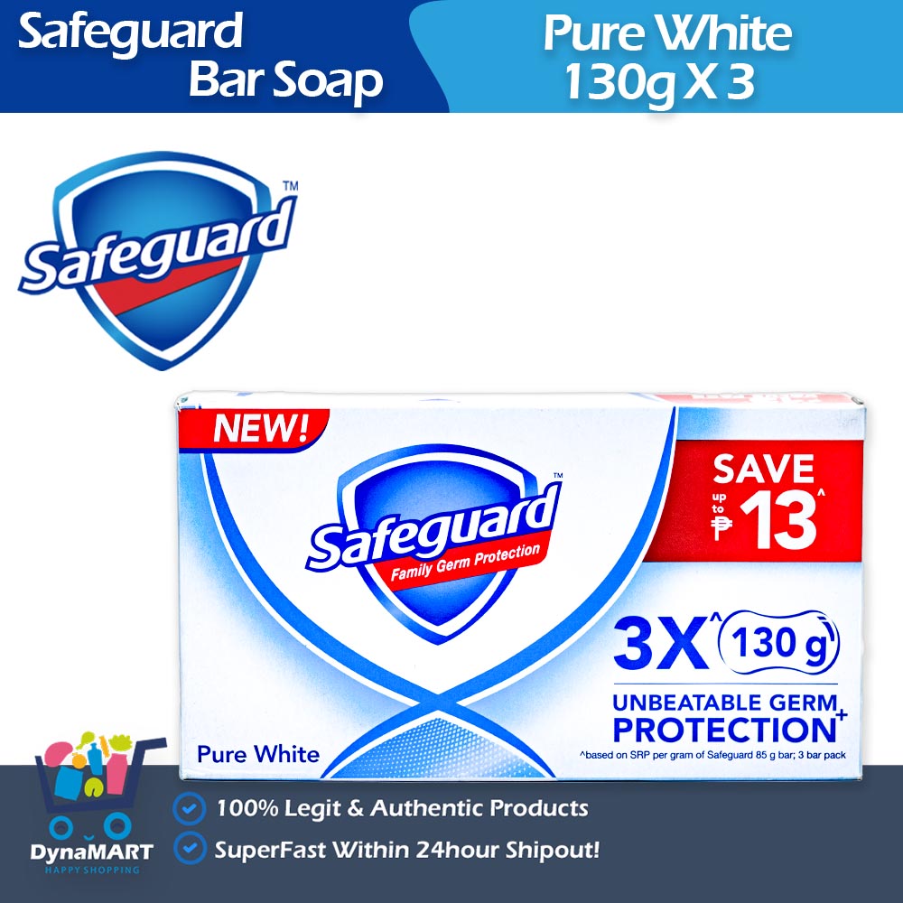 Safeguard Soap Bar Pure White 130g X 3 Bars Pack DynaMart SNR Watsons