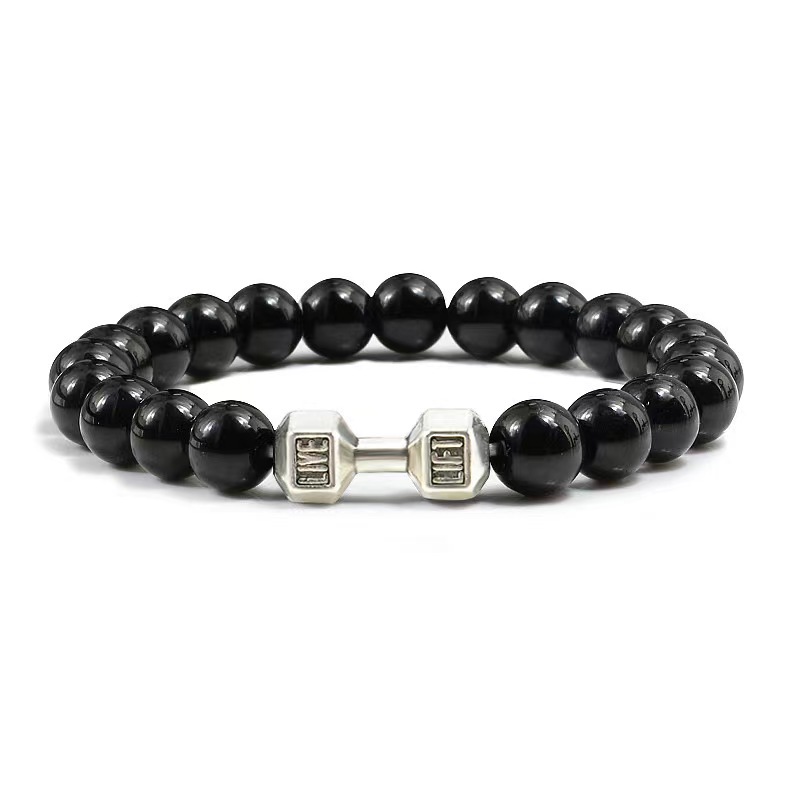 Rockyu Women's Pyramid Onyx Bracelet - Gold Tower Pendant Natural Stone Bracelet, Fashion Birthday Gift (7.1 Inch)