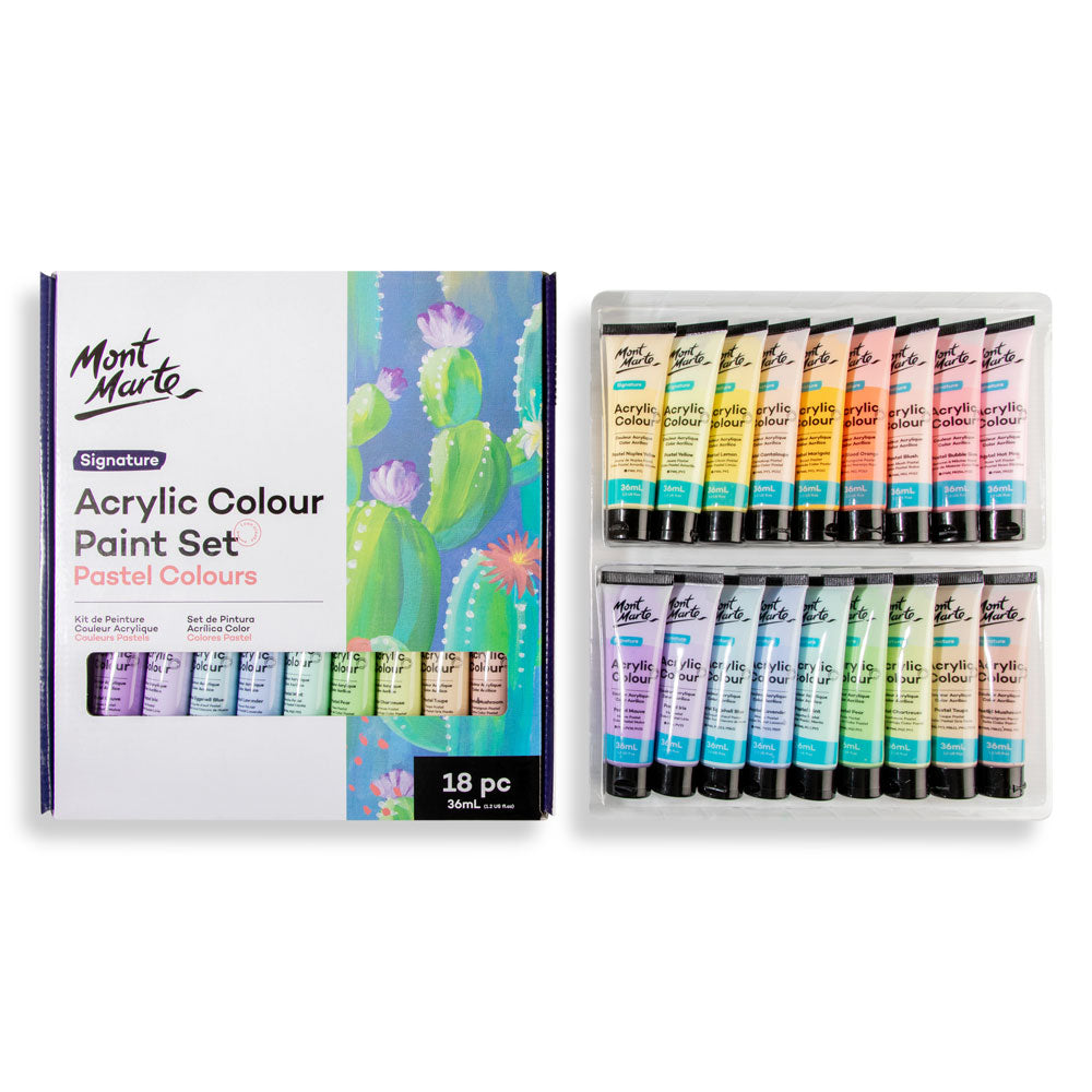 Mont Marte Acrylic Color Pastel Colors 18pc*36ml.