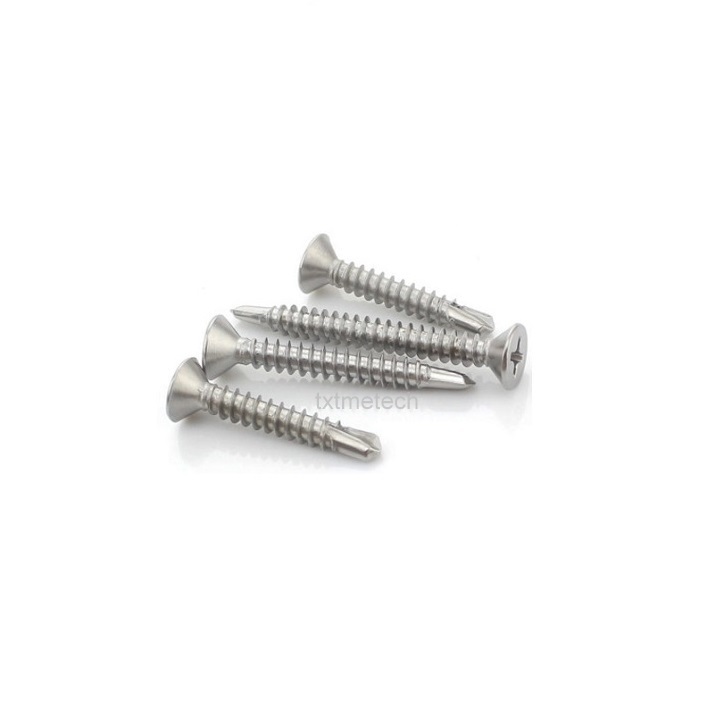 Vít tự khoan inox 410 đầu bằng M4 (100 con)